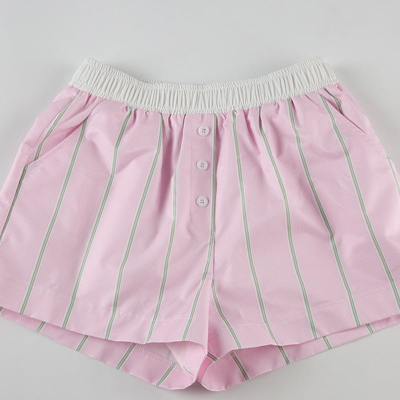 SOERA Liesel Striped Poplin Boxer Shorts - Bottoms -  Pink L