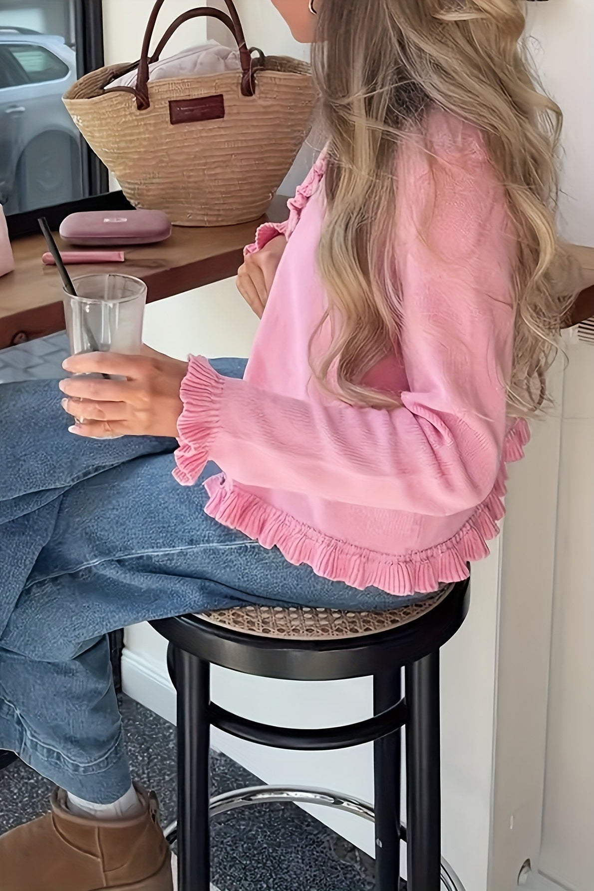 SOERA Ayla Knitted Frill Cardigan - Cardigan -  Pink S