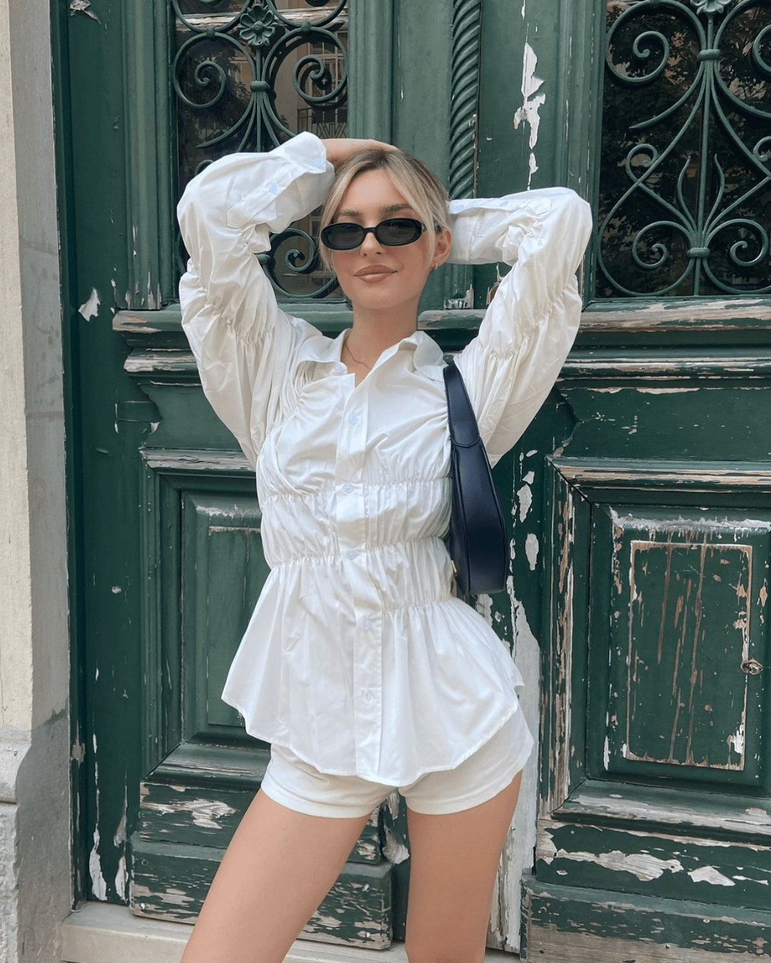 SOERA Suzette Long Sleeve Scrunched Shirt - Casual Shirts - Su1774004001183979485 S White Gray