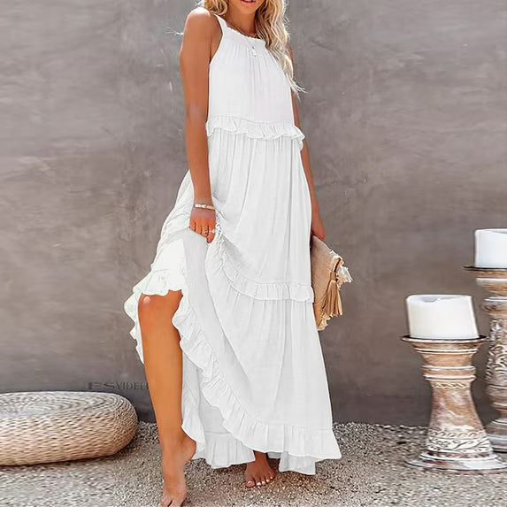 Celeste Maxikleid mit Rüschen-Saum für den Strand