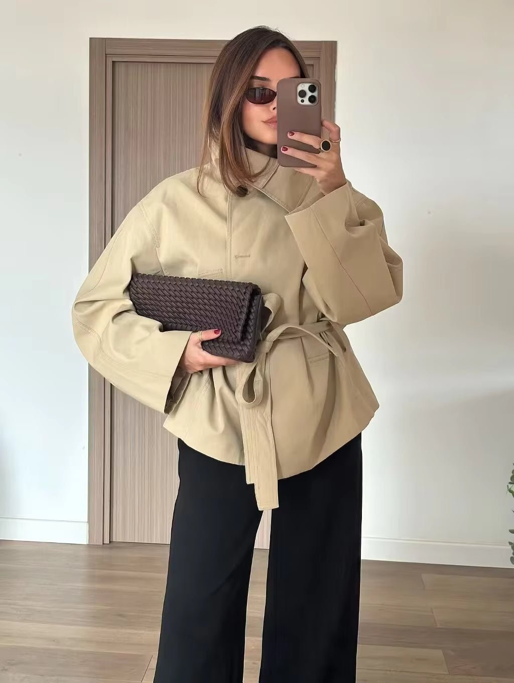 SOERA Julie Asymmetric Belted Trench Coat - Coat - SOERA-432003-KHA-M-37667 Beige M