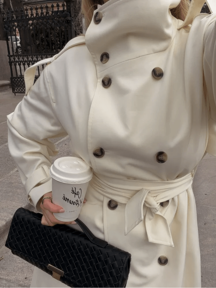 SOERA Sarah High Neck Belted Trench Coat - Coat - SOERA-753027-IMA-L-77667 Cream L