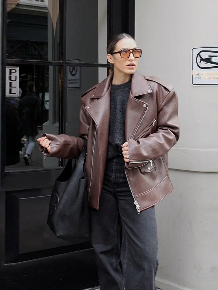 SOERA Jackie Zip-Up Lapel Jacket - Coats & Jackets -  Brown S