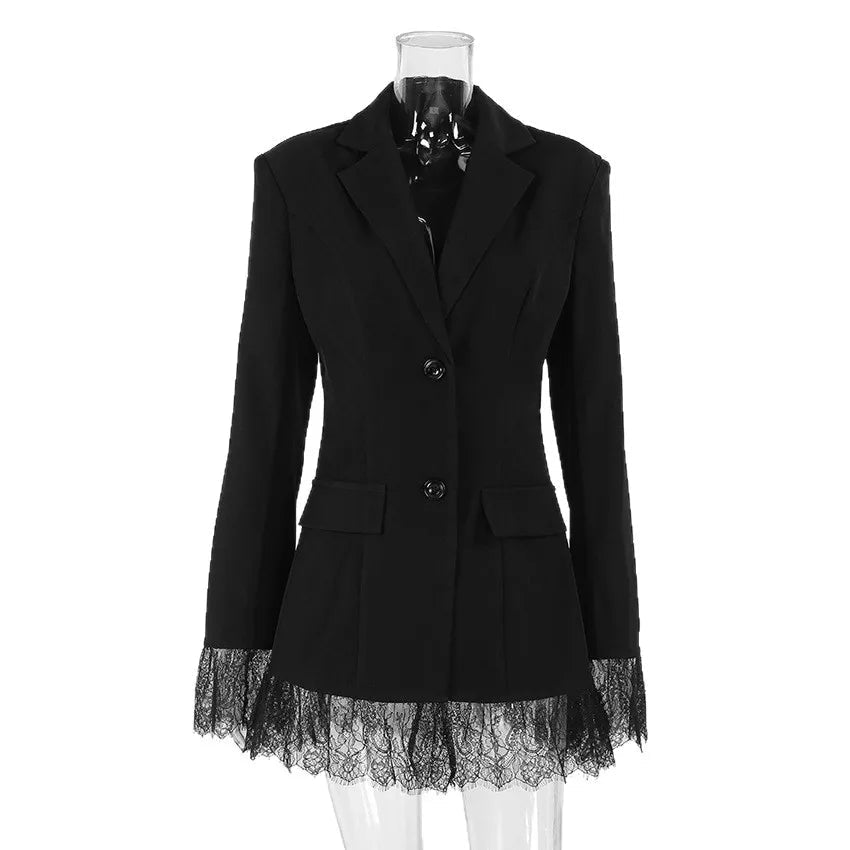 SOERA Joanna Blazer with Lace Details - Coats & Jackets - 1005010550660881-;gj1768905117858997955 Black S