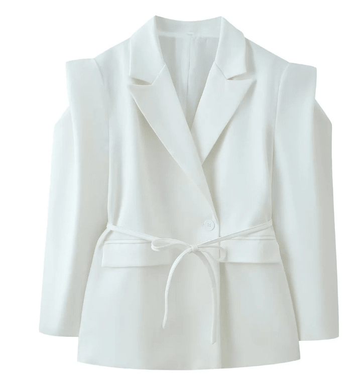 SOERA Megan Tie-Front Blazer - Coats & Jackets - RU1770276357225358513 White M