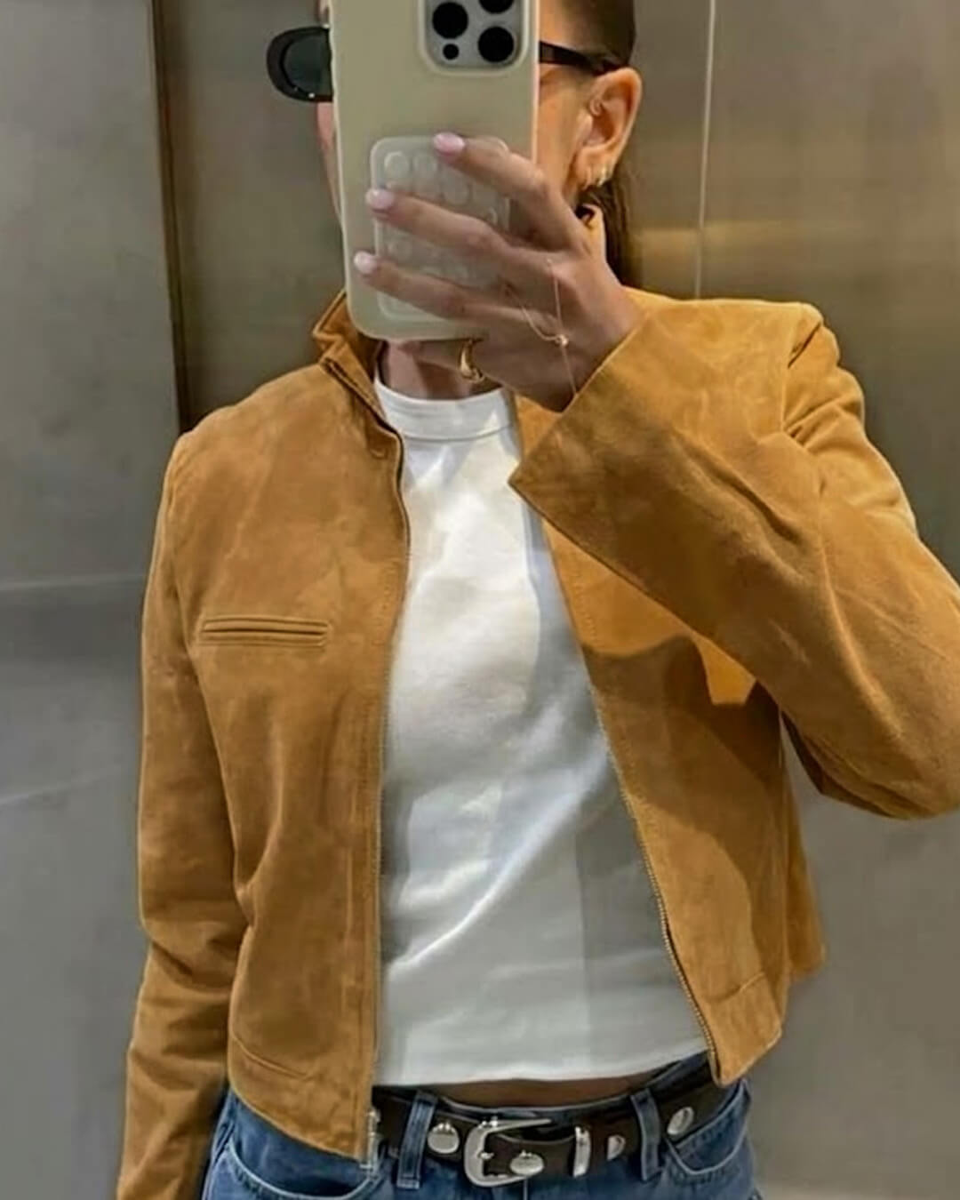 SOERA Yza Suede Cropped Bomber Jacket - Coats & Jackets - Vd1774004001185509345 Beige S