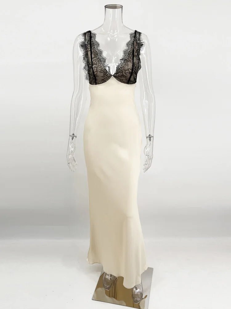 SOERA Ambre Lace V - Neck Patchwork Summer Dress - Dress -  Black S