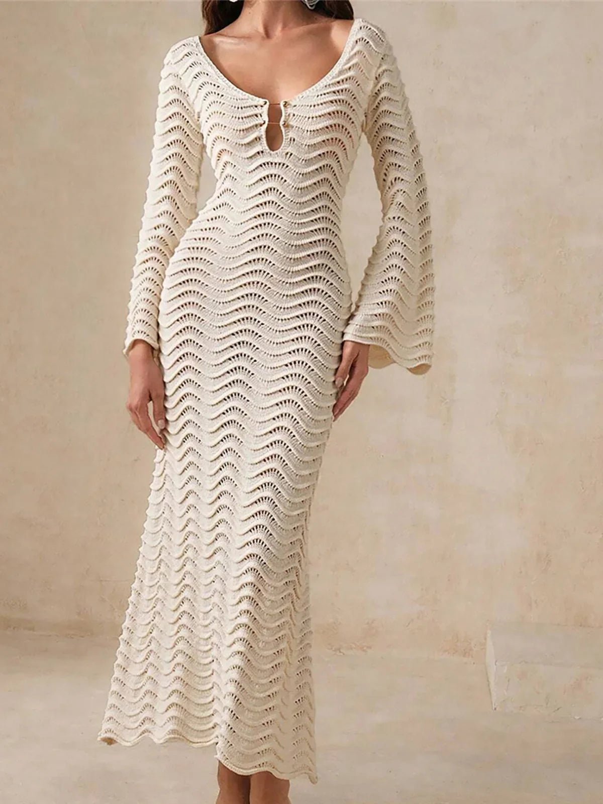 SOERA Arabella Lace - Up Knit Maxi Dress - Dress -  White S
