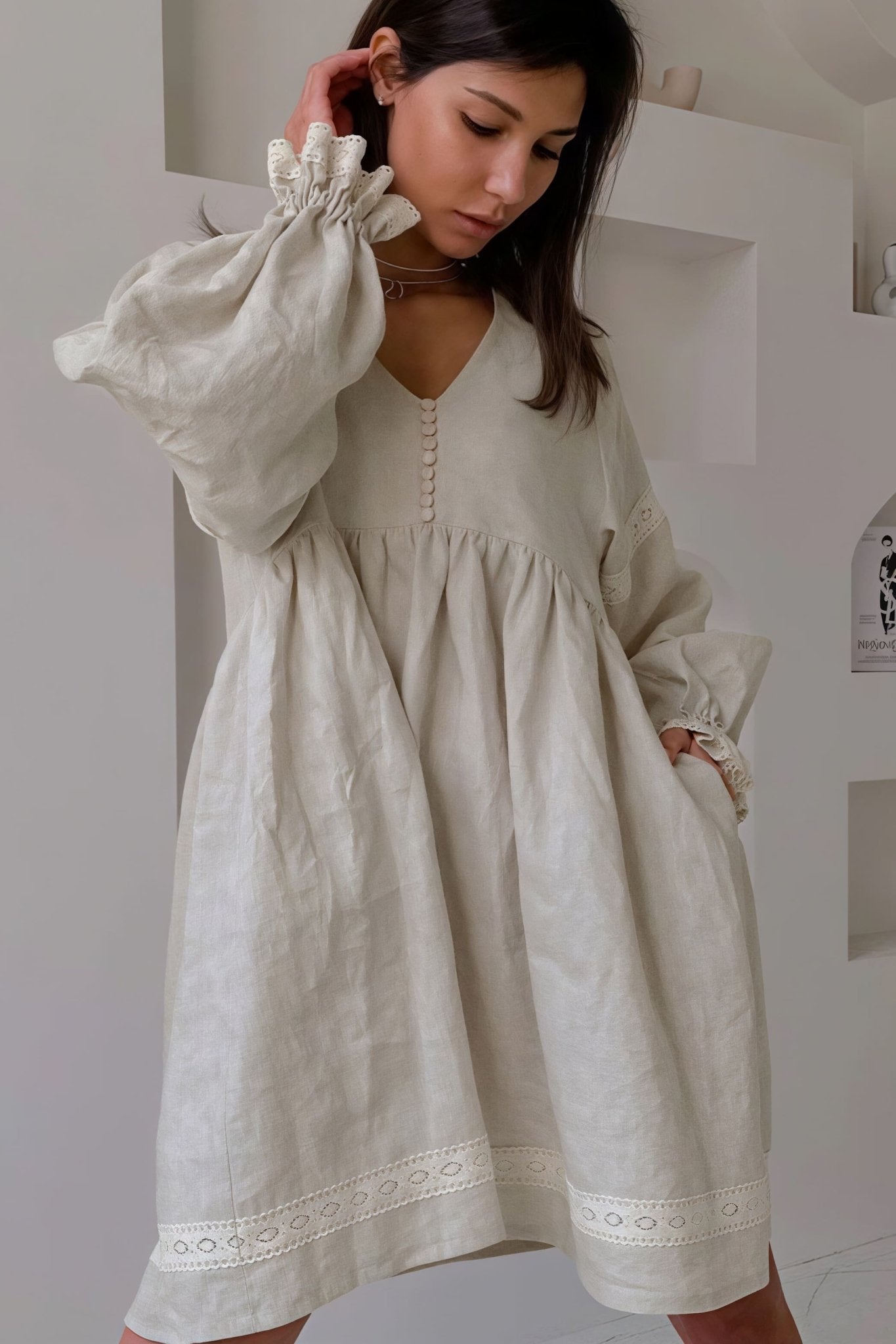 lantern sleeve mini dress Rihoas Velour Lantern Sleeve Mini Dress for Women, Green / S