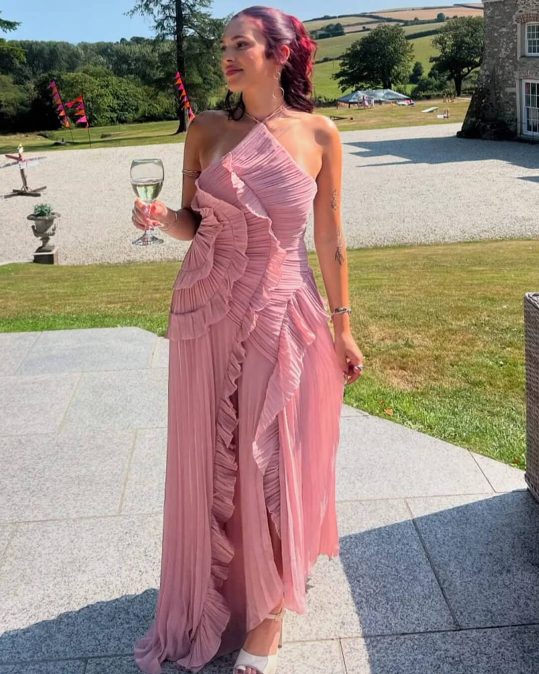 SOERA Beatrice Halter A - Line Evening Gown - Dress -  Pink XS