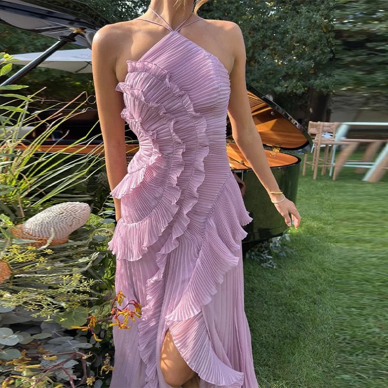 SOERA Beatrice Halter A - Line Evening Gown - Dress -  Purple S