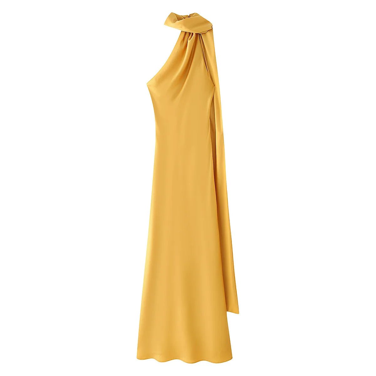 SOERA Beatrice Halter Backless Silk Satin Maxi Dress - Dress -  Yellow S