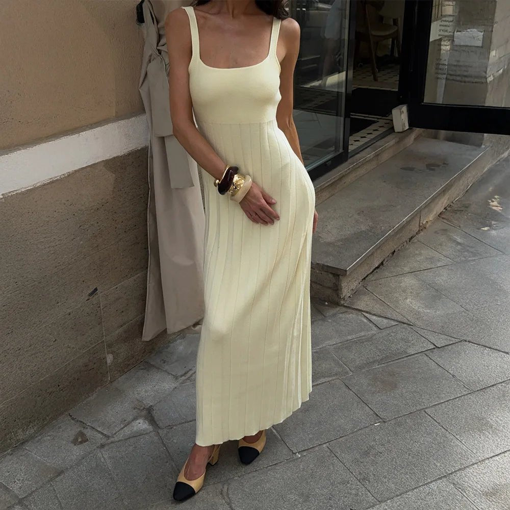 SOERA Beatrice Knitted Suspender Dress - Dress -  Yellow S
