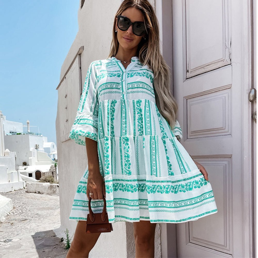 boho striped dress 225116 Ethereal Stripes Tiered Boho Summer Dress Sacred Threads, Inc