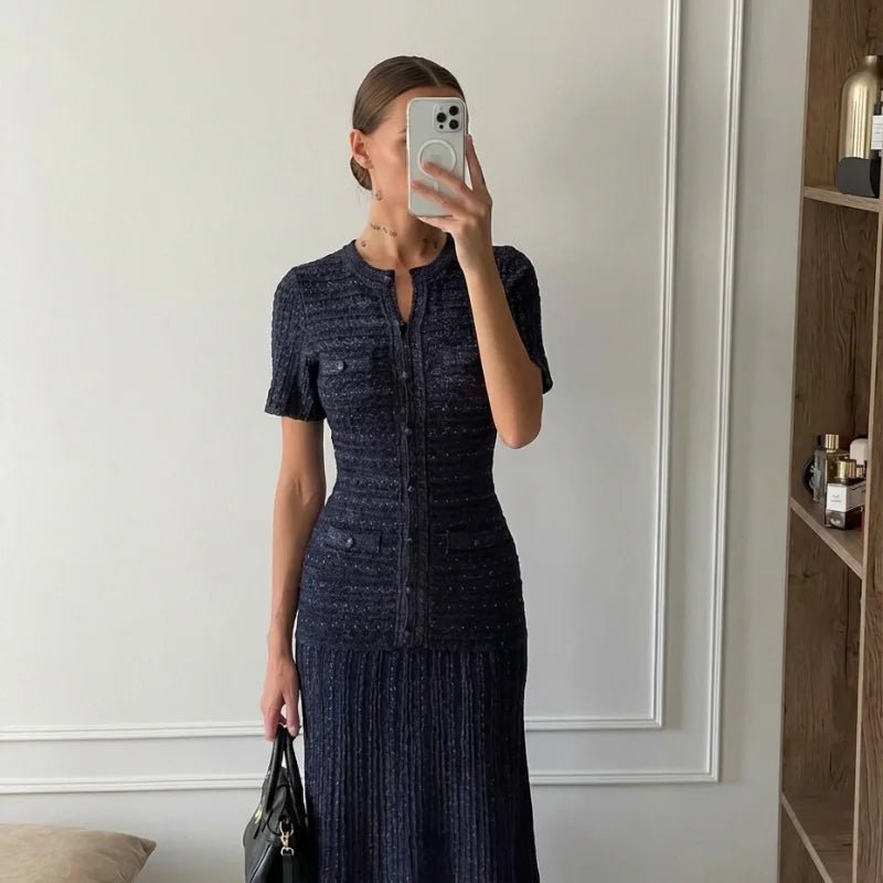 SOERA Beatrice Sequin Knit Maxi Dress - Dress -  Navy Blue M