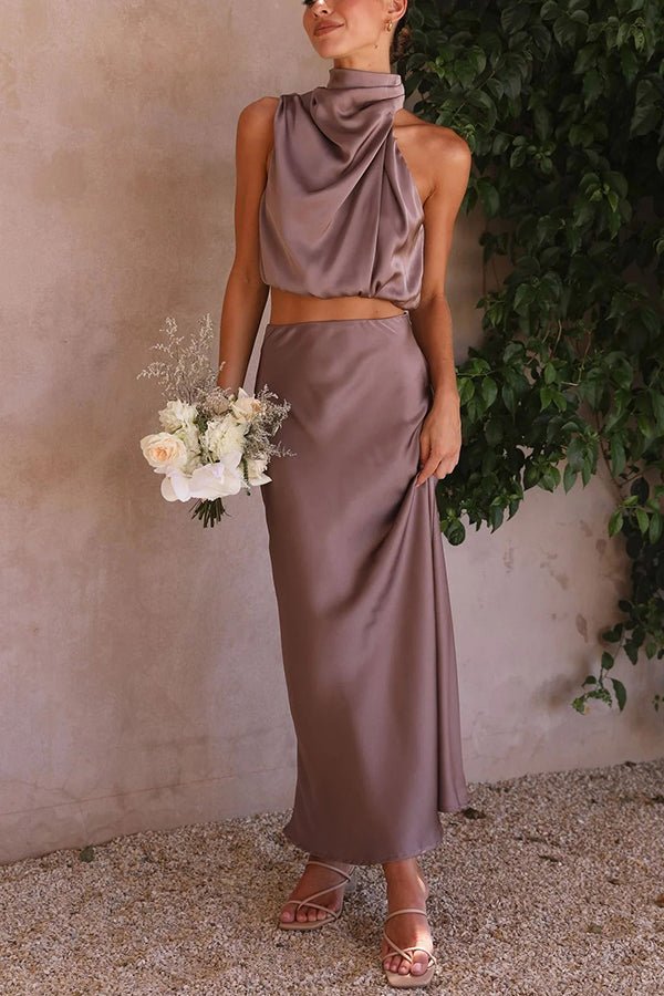 Beatrice Two-Piece Satin Wedding Guest Set