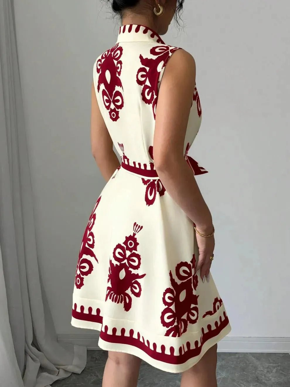 SOERA Bianca Butterfly Print Tie - Waist Midi Dress - Dress -  Red S