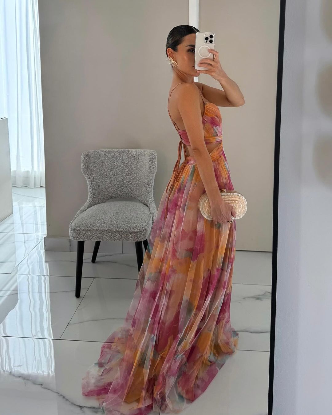 SOERA Bianca Floral V - Neck Maxi Dress - Dress -  Orange M