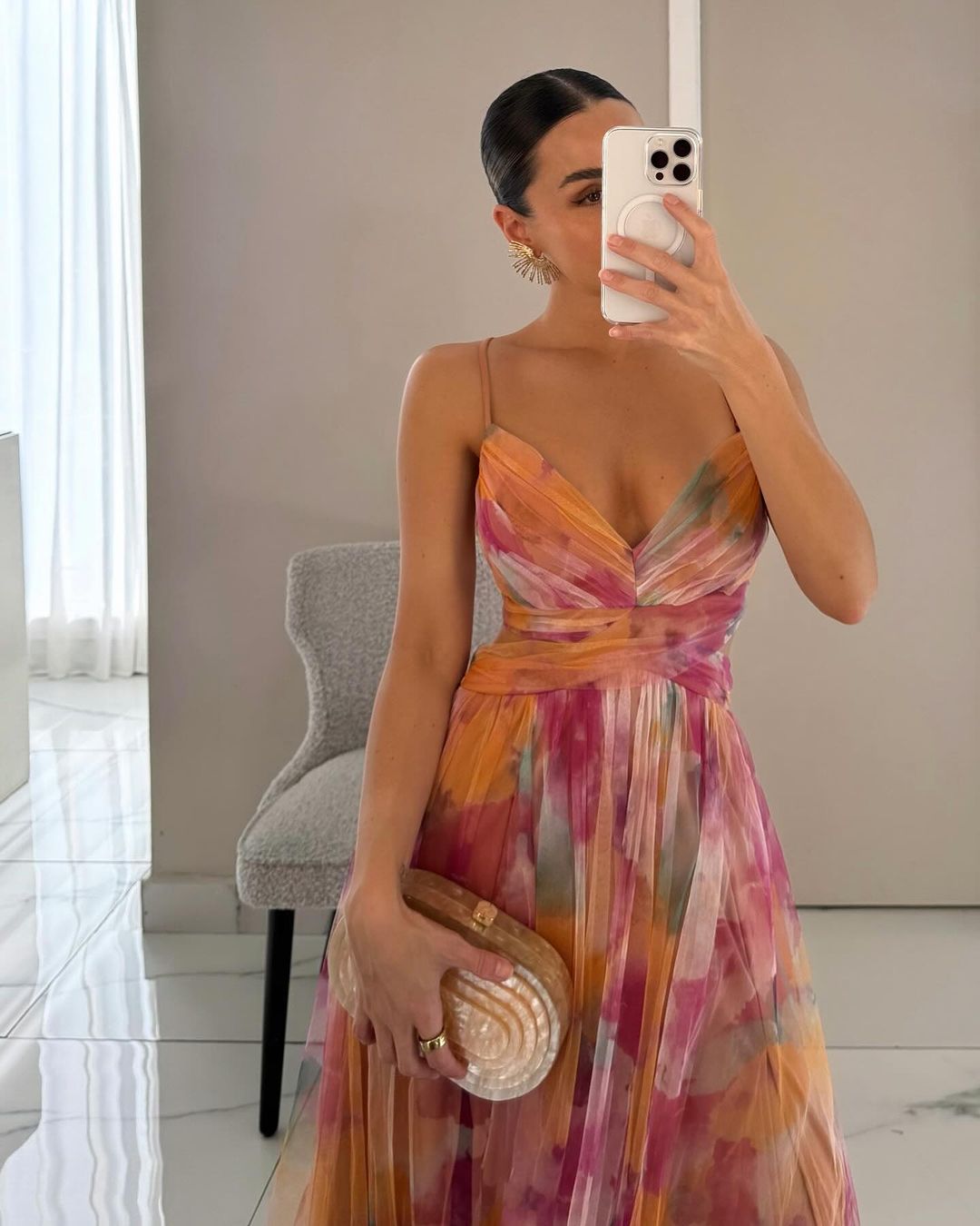 SOERA Bianca Floral V - Neck Maxi Dress - Dress -  Orange XL
