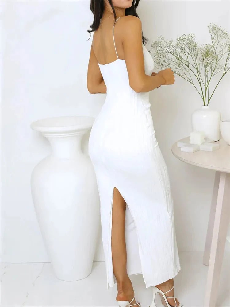 SOERA Bianca Ruched Sleeveless Party Dress with Back Split - Dress -  White S
