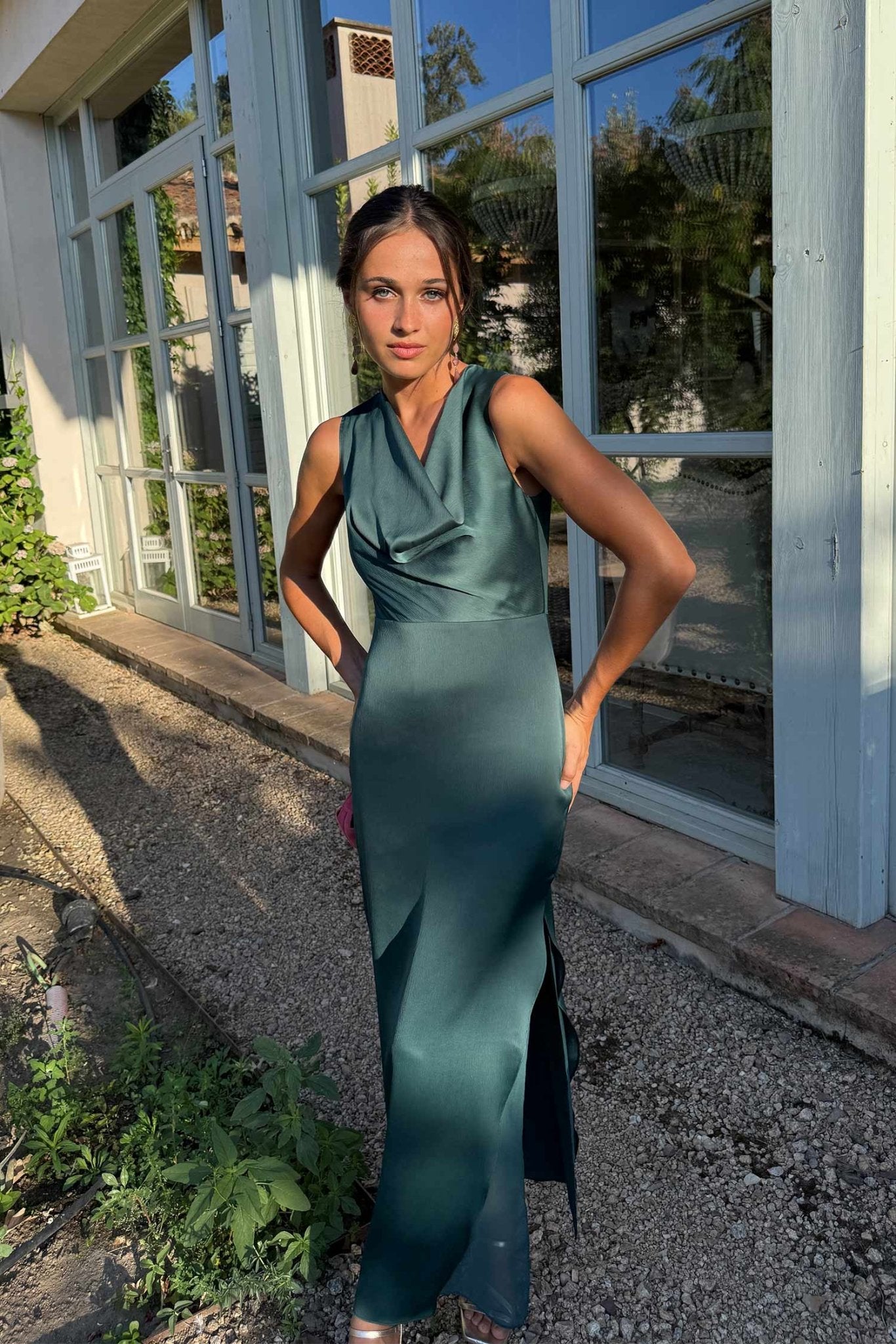 SOERA Bianca Satin Cowl Neck Maxi Dress - Dress -  S