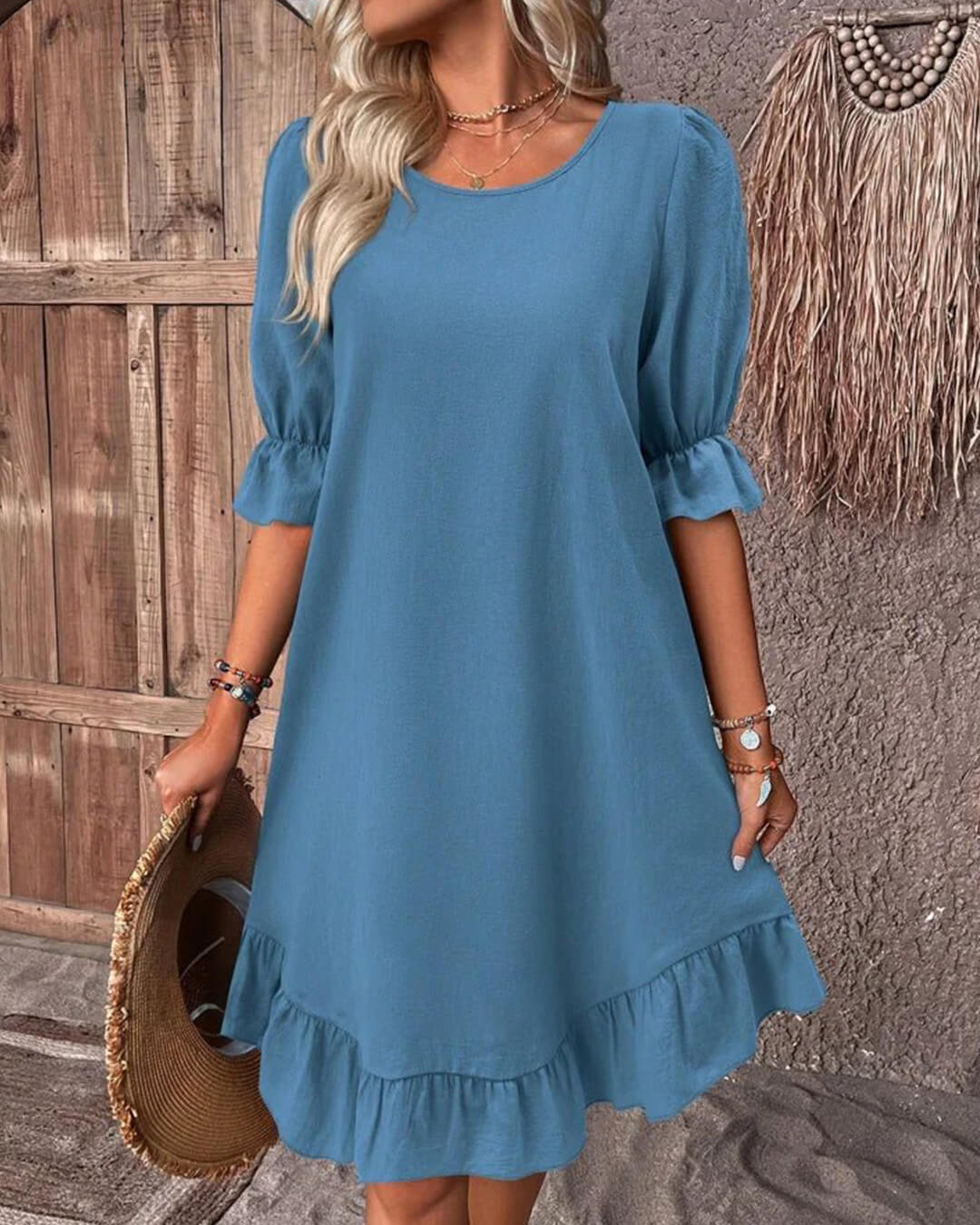 Celeste Ruffle Hem Smock Dress Celeste Ruffle Hem Smock Dress