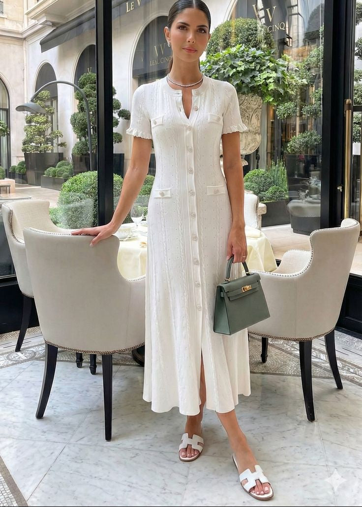 buttoned knit midi dress Reiss