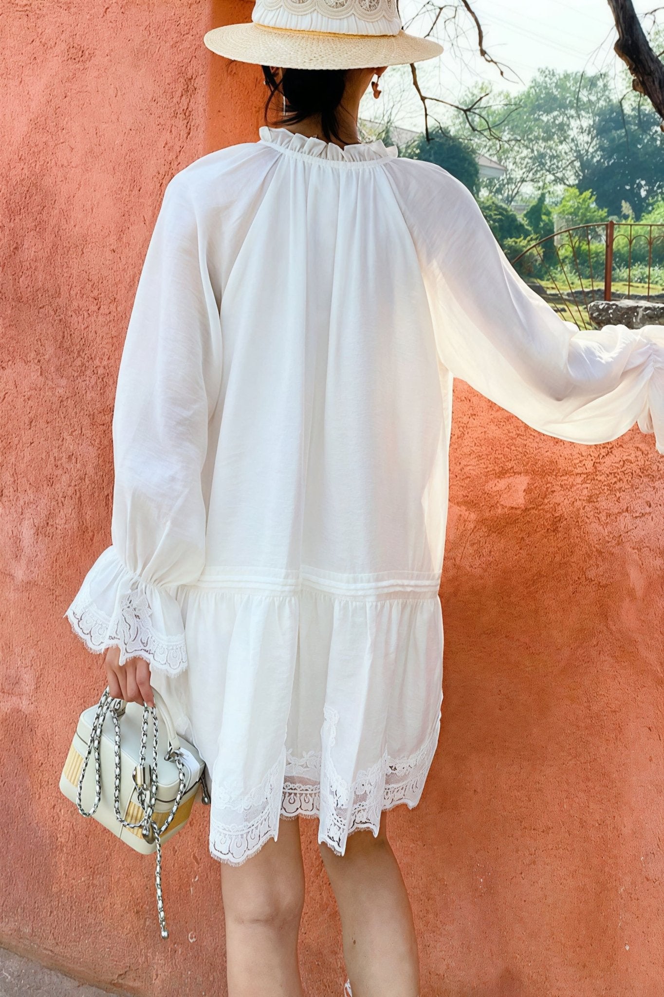 Imara Linen Lace Patchwork Midi Dress in Light Yellow, for Women, SOERA