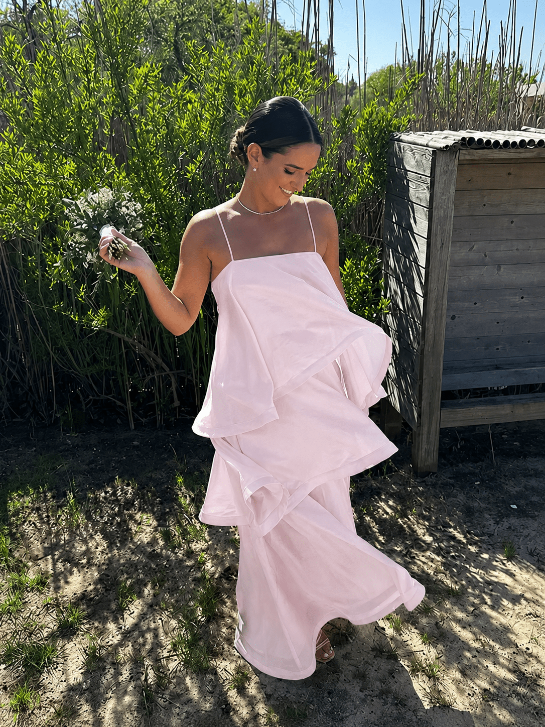Iris Layered Ruffle Maxi Dress - maxi dresses for Women - strapless evening gown - backless formal dress