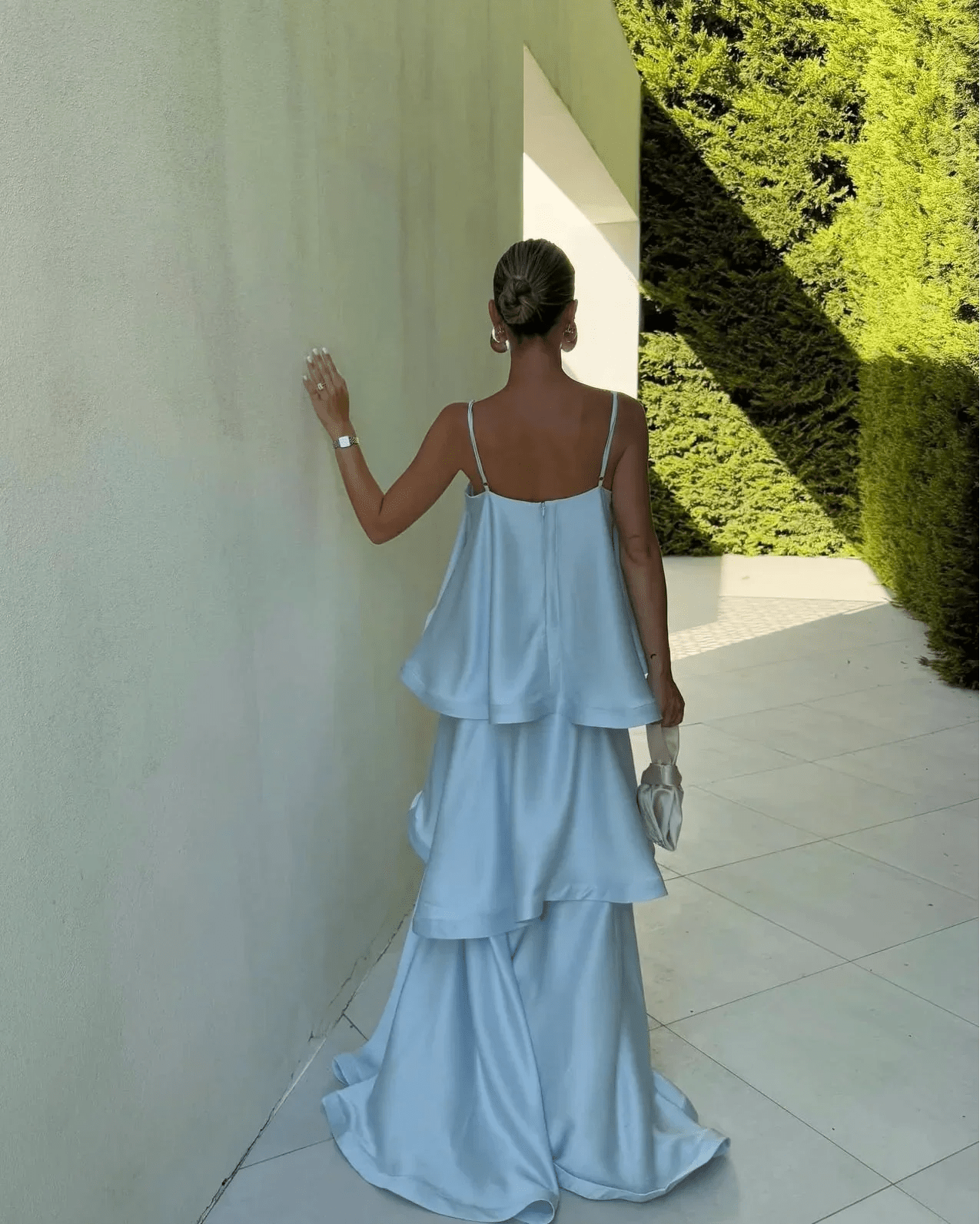 SOERA Margot Tiered Ruffle Satin Maxi Dress - Dress - SOERA-288579-BLU-S-24003 Blue S