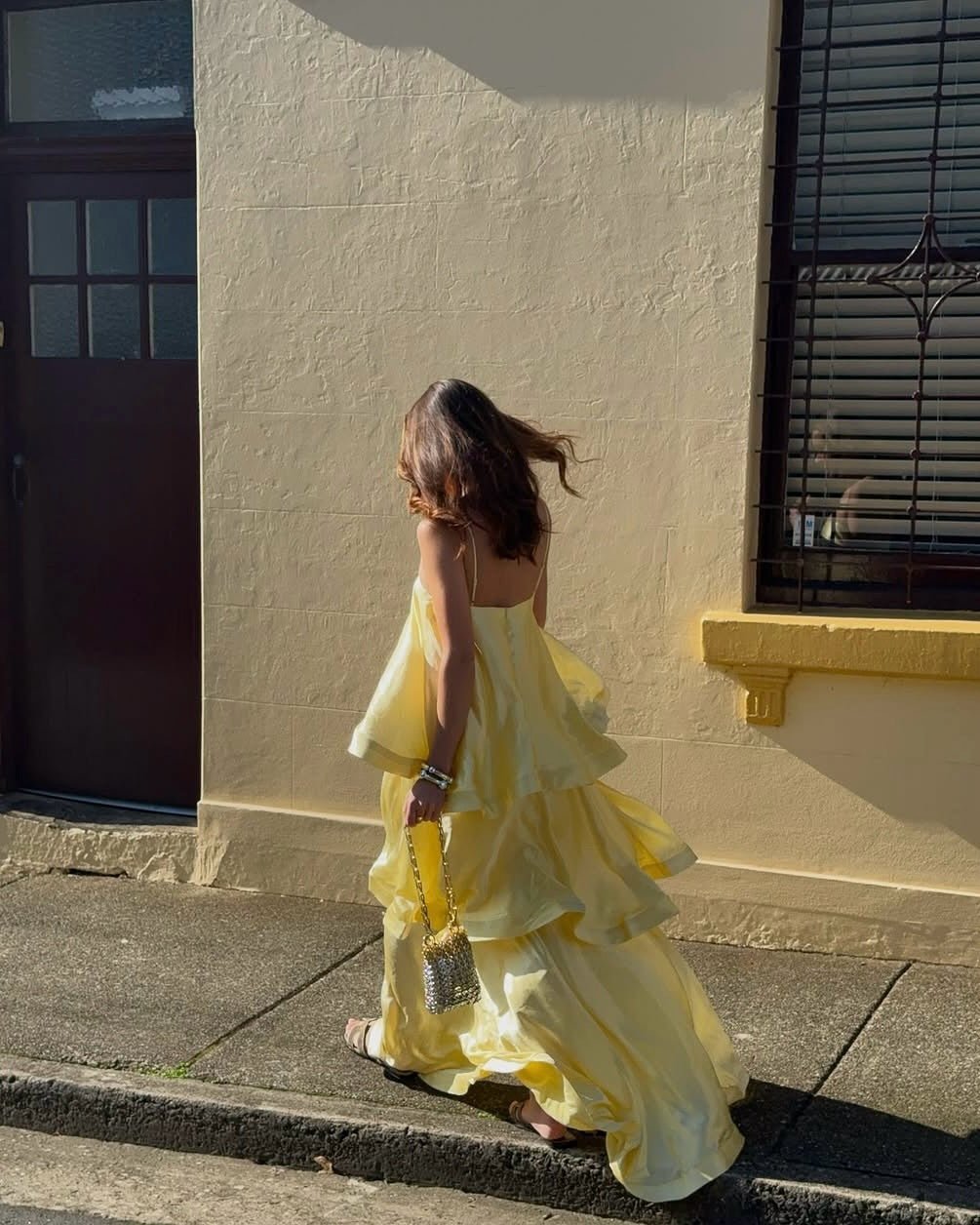 SOERA Margot Tiered Ruffle Satin Maxi Dress - Dress - SOERA-288579-YEL-S-87843 Yellow S