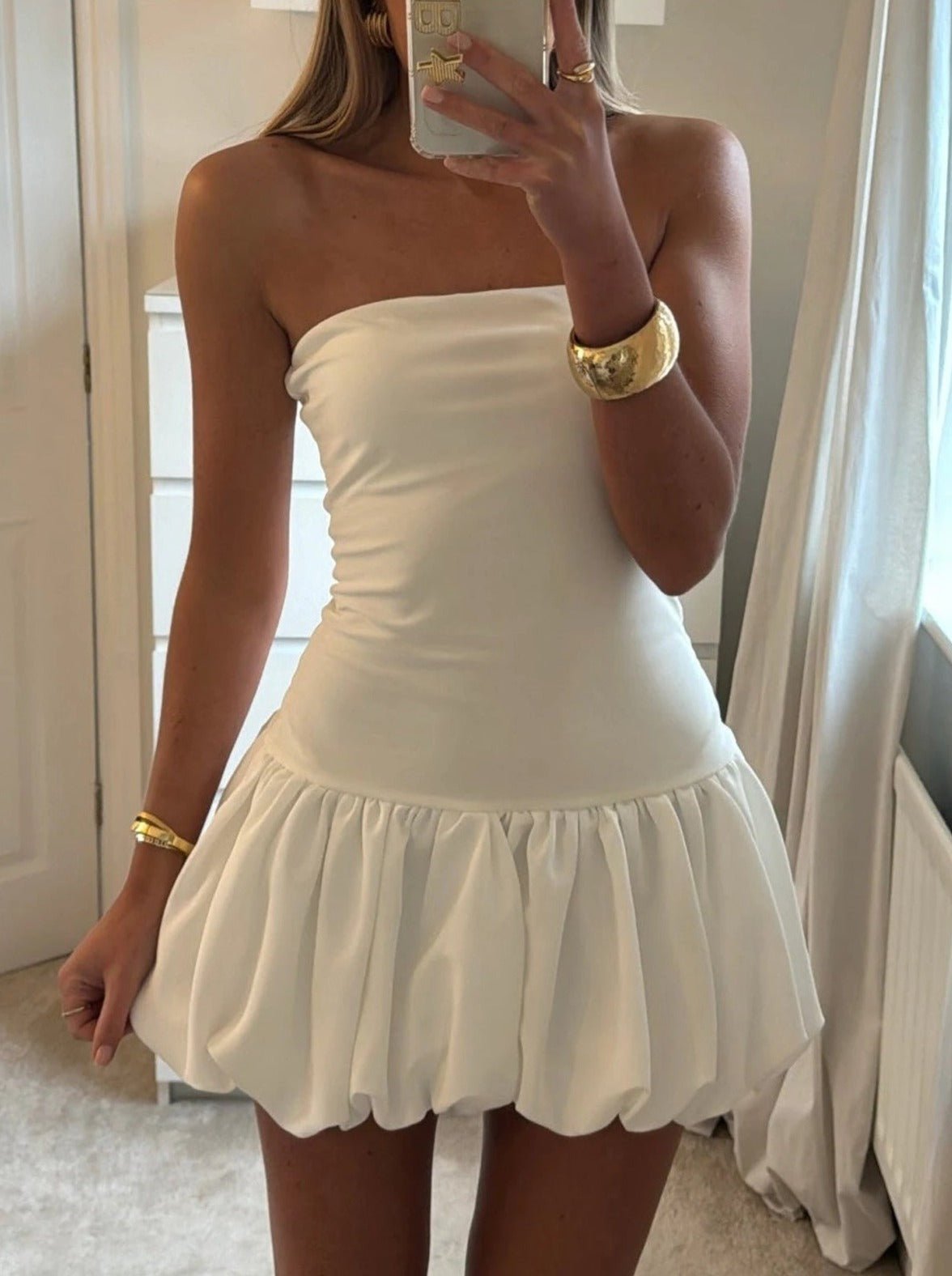 Maurie Drop-Waist Bubble-Hem Dress