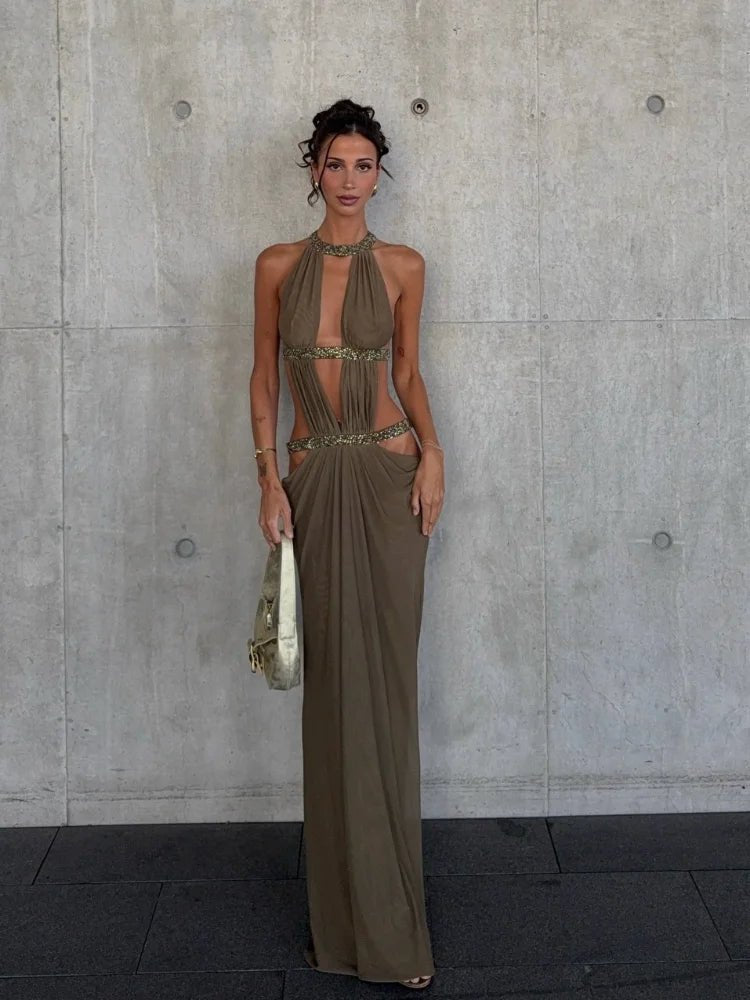 SOERA Rafaela Sequin Halter Maxi Evening Dress SOERA Rafaela Sequin Halter Maxi Evening Dress