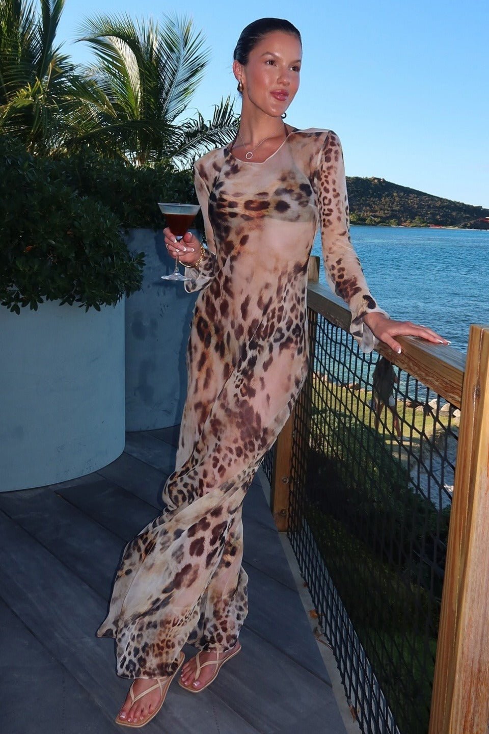 Aishra Leopard Print Bodycon Maxi Dress
