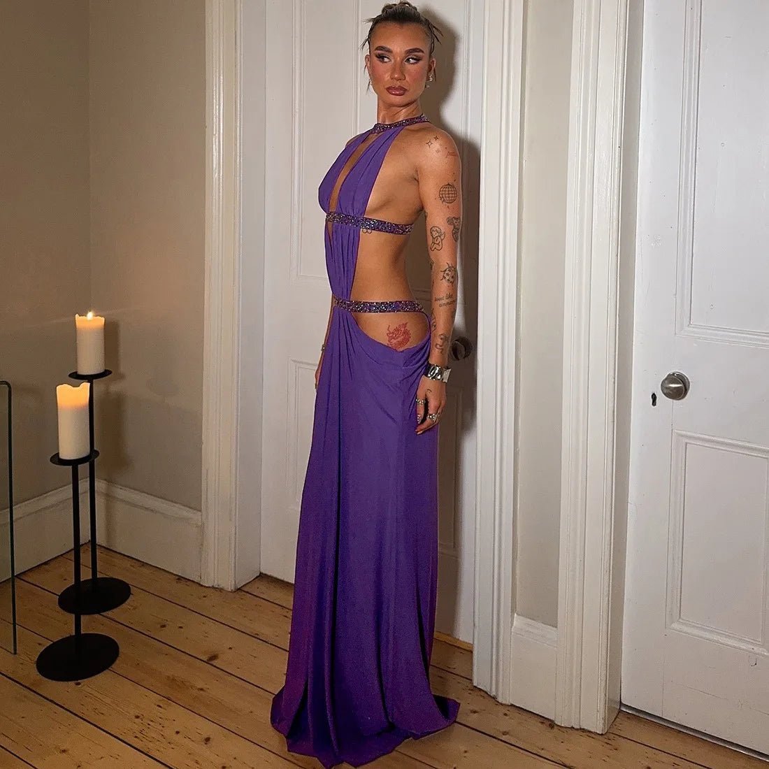 SOERA Sophia Halter Maxi Dress - Dress - SOERA-692227-PUR-M-96771 Purple M