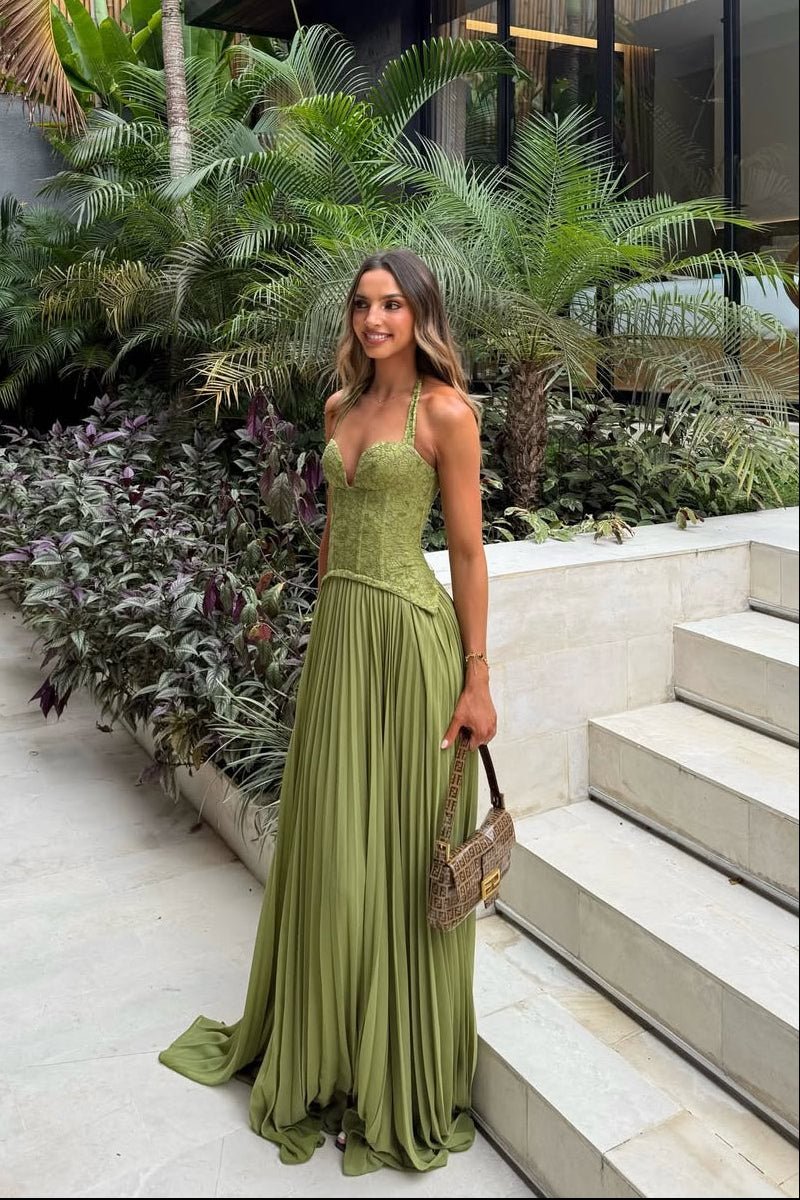 corset pleated dress Vivian Pleated Corset Maxi Dress