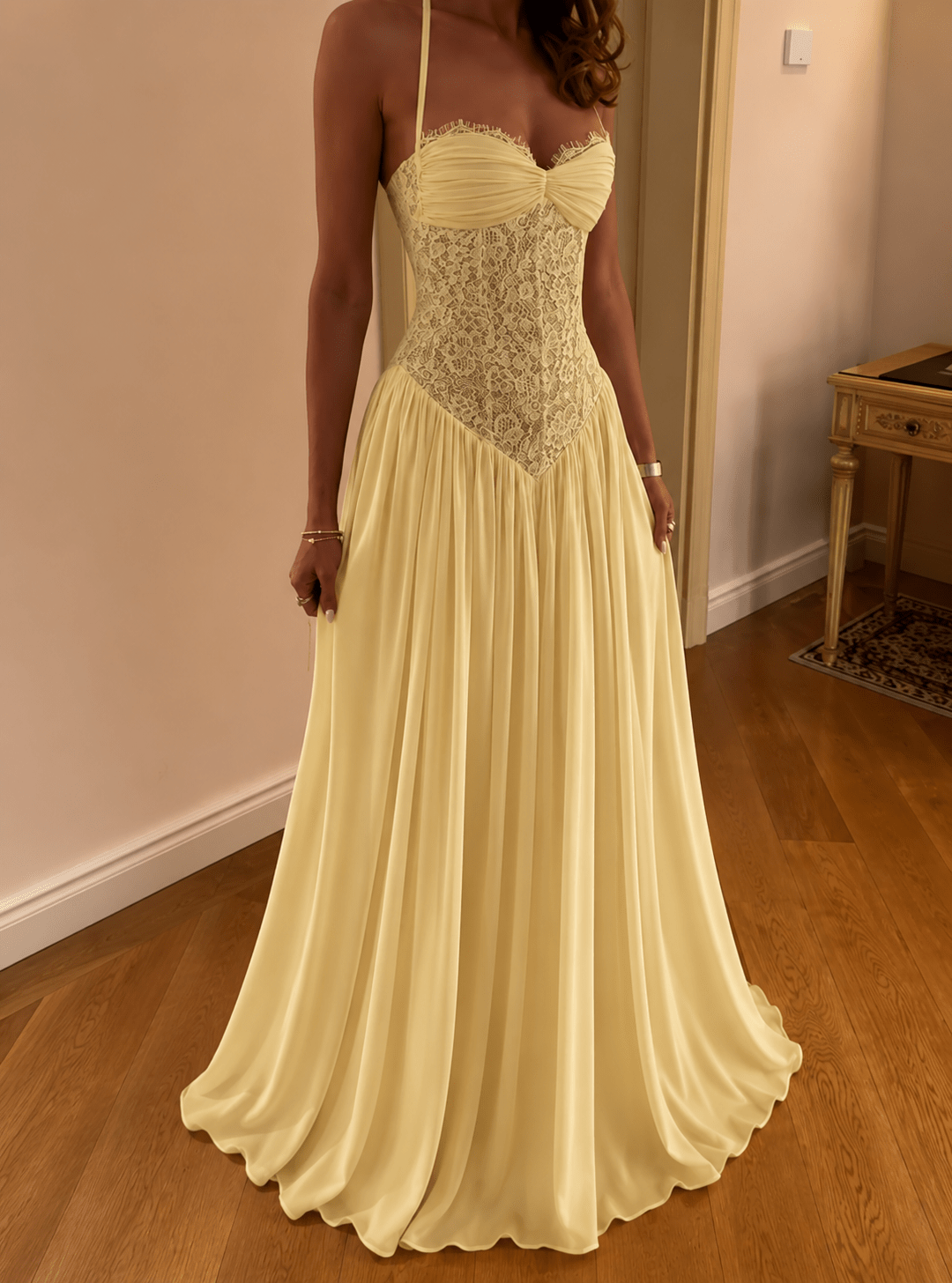 Vivienne Corset Maxi Dress in Yellow, Women's Corset Maxi Dress, Sculpted Bodice Flowing Skirt, Elegant Evening Wear for Women, SOERA