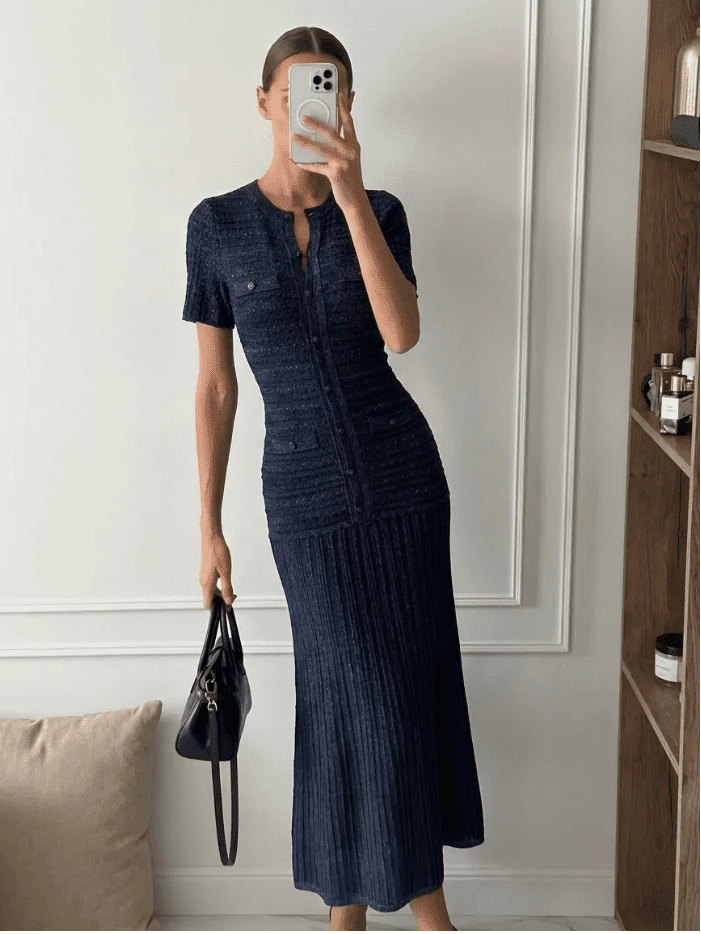 knit sequin maxi dress Taupe PrettyLittleThing Sequin Knit Fringe Hem Maxi Dress
