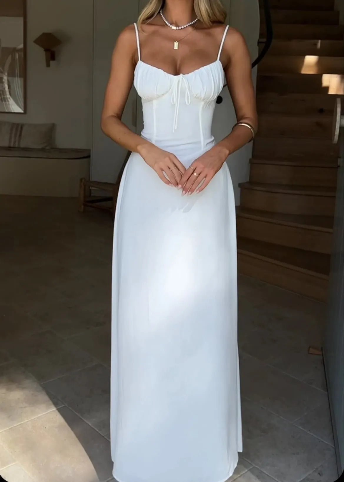 white corset dress long Off Shoulder Satin Slit Gown by Ladivine 7492W Sheer-Corset-Bodice Long White Prom Dress