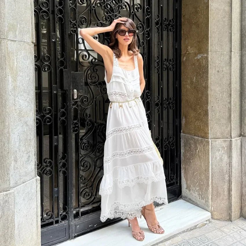 bianca lace dress Bianca Lace V-Neck Maxi Dress in Coffee, flattering Maxi Dress silhouette, sophisticated Lace evening dress, women's dress, SOERA