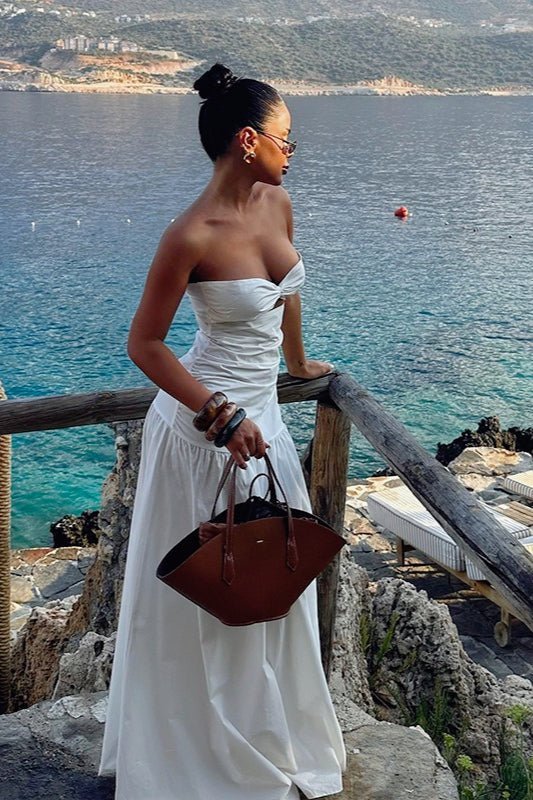 Camille Cut-Out Strapless Maxi Dress in Black, Women's Strapless Cut-Out Maxi Dress, Off-Shoulder Floor-Length Evening Gown, SOERA Camille Cut-Out Strapless Maxi Dress in Black, Women's Strapless Cut-Out Maxi Dress, Off-Shoulder Floor-Length Evening Gown, SOERA