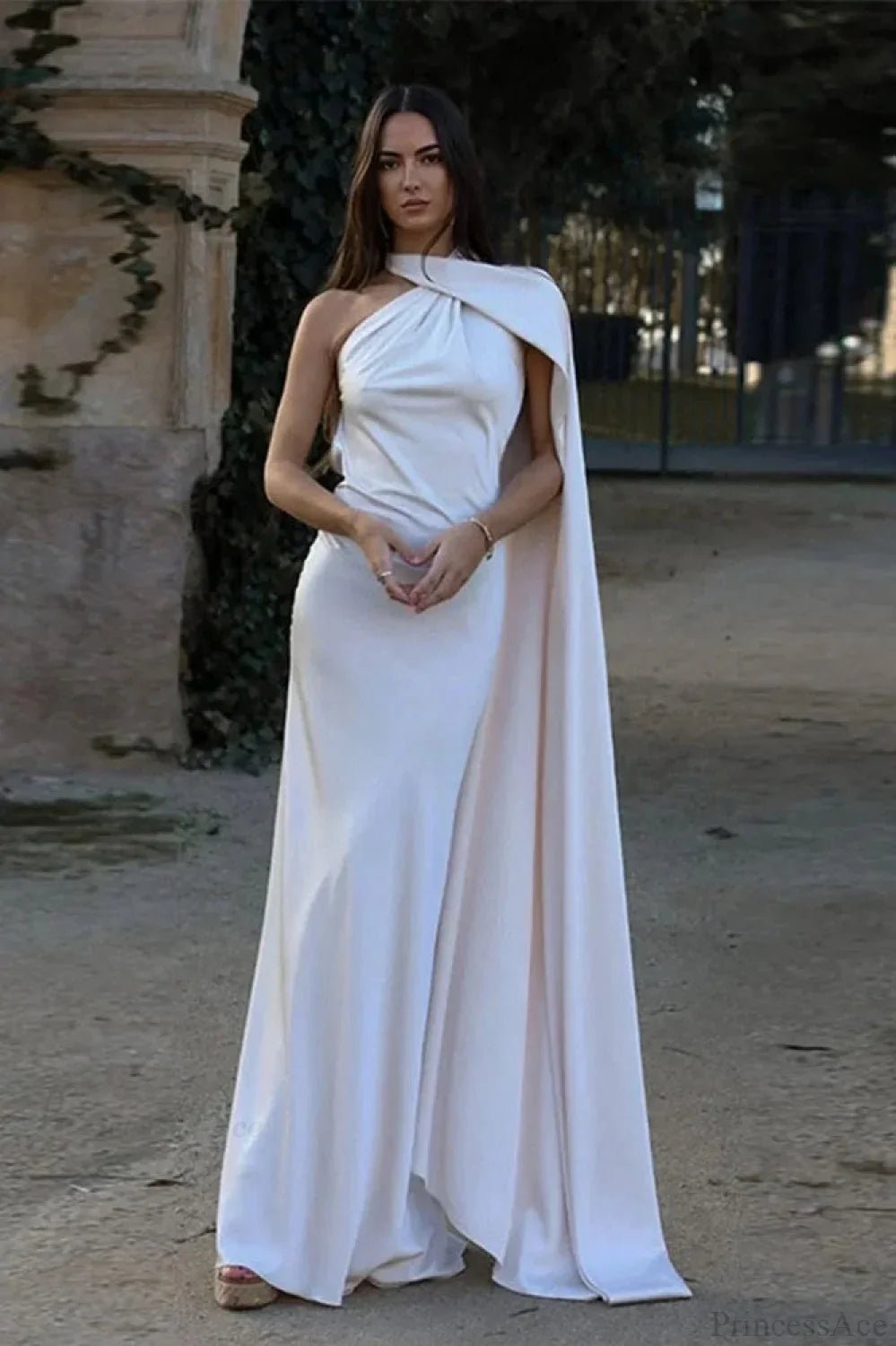 Adorinda Elegant Satin Halter Dress