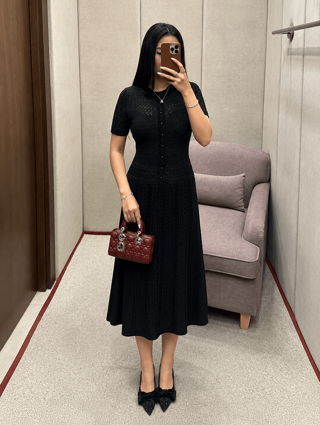 Celeste Half Button Knitted Midi Dress in Mint Green, Women's Half Button Knitted Midi Dress, Soft Knit Fabric, Size XS, SOERA