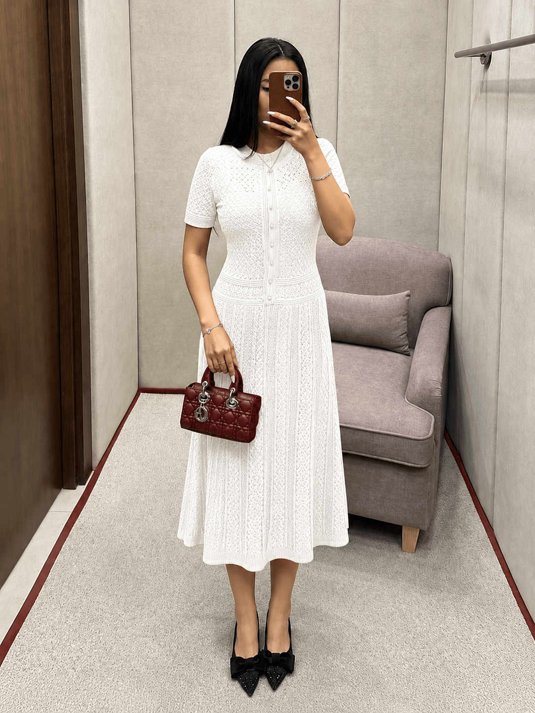 Celeste Half Button Knitted Midi Dress in Mint Green, Women's Half Button Knitted Midi Dress, Soft Knit Fabric, Size XS, SOERA
