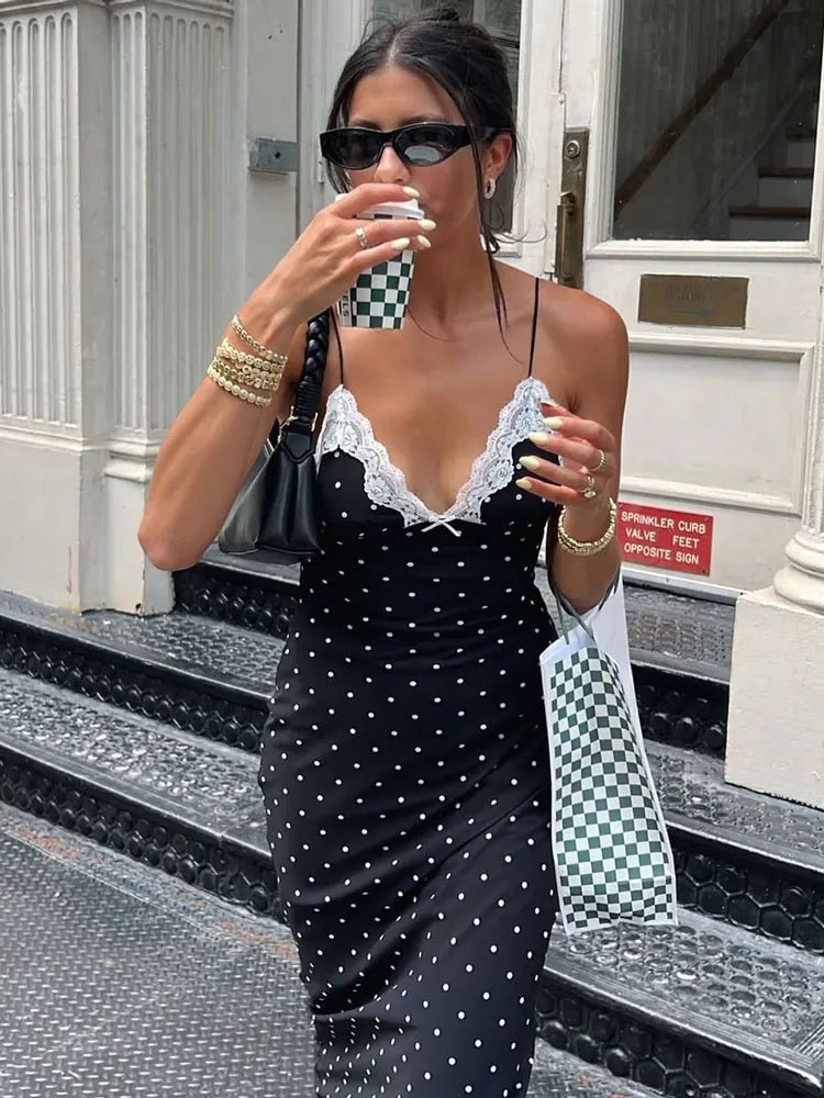 SOERA Celeste Lace Trim Polka Dot Dress - Dresses -  White S
