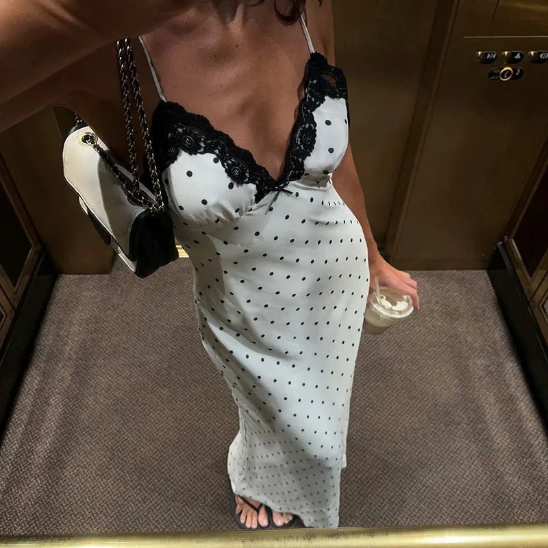SOERA Celeste Lace Trim Polka Dot Dress - Dresses -  White S