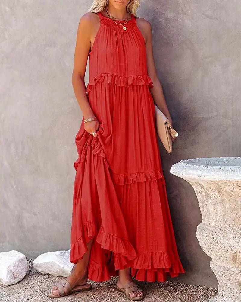 SOERA Celeste Ruffle Hem Beach Maxi Dress - Dresses -  White S