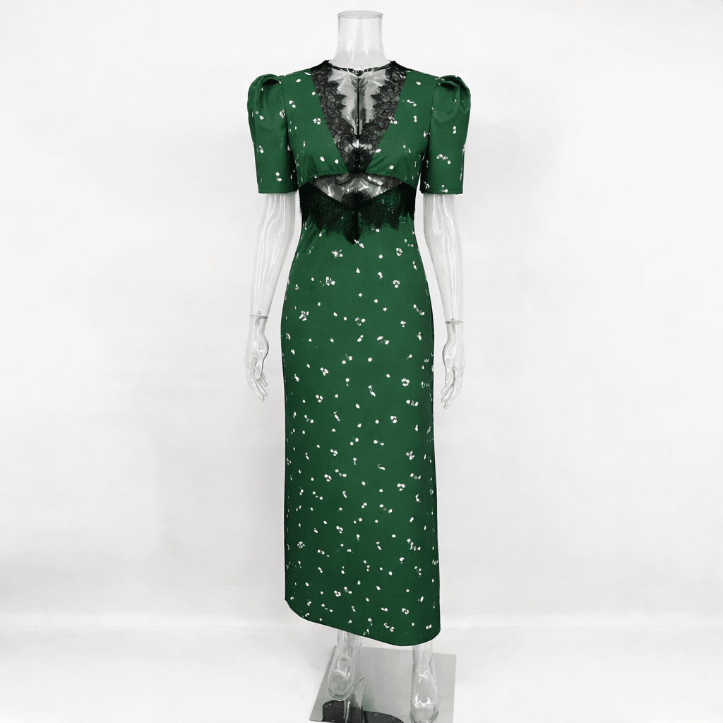 SOERA Diana Puff Sleeve Lace Dress - Dresses - 1005010003890250-;ZZ1771252460259061139 Green S