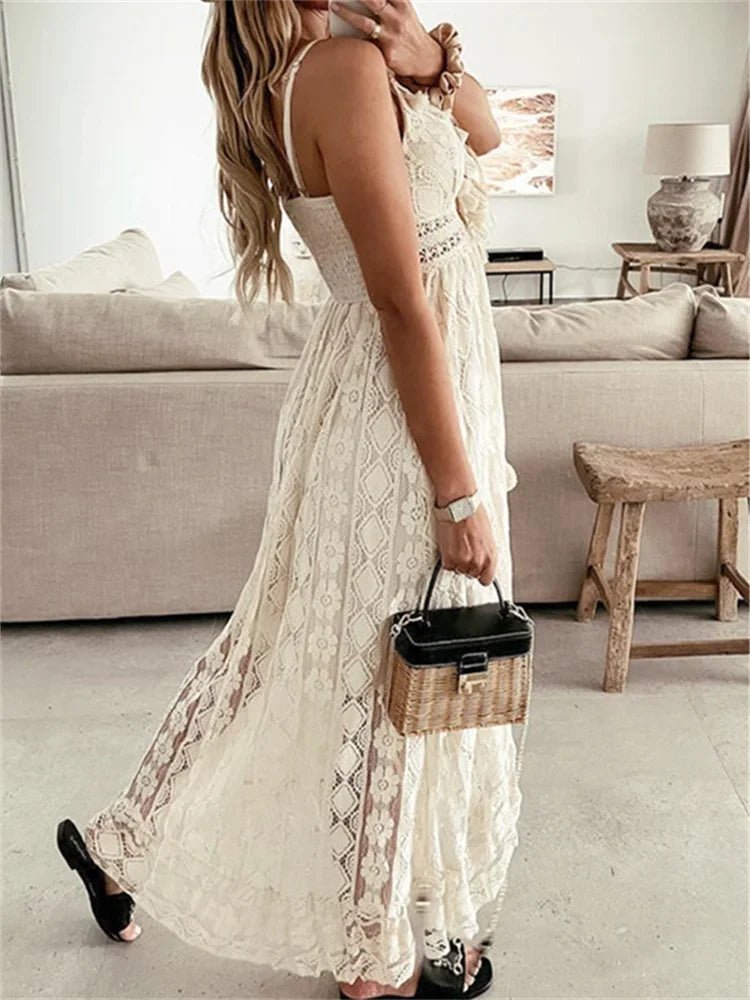 SOERA Esra Sleeveless Lace V-Neck Maxi Dress - Dresses -  Ivory S