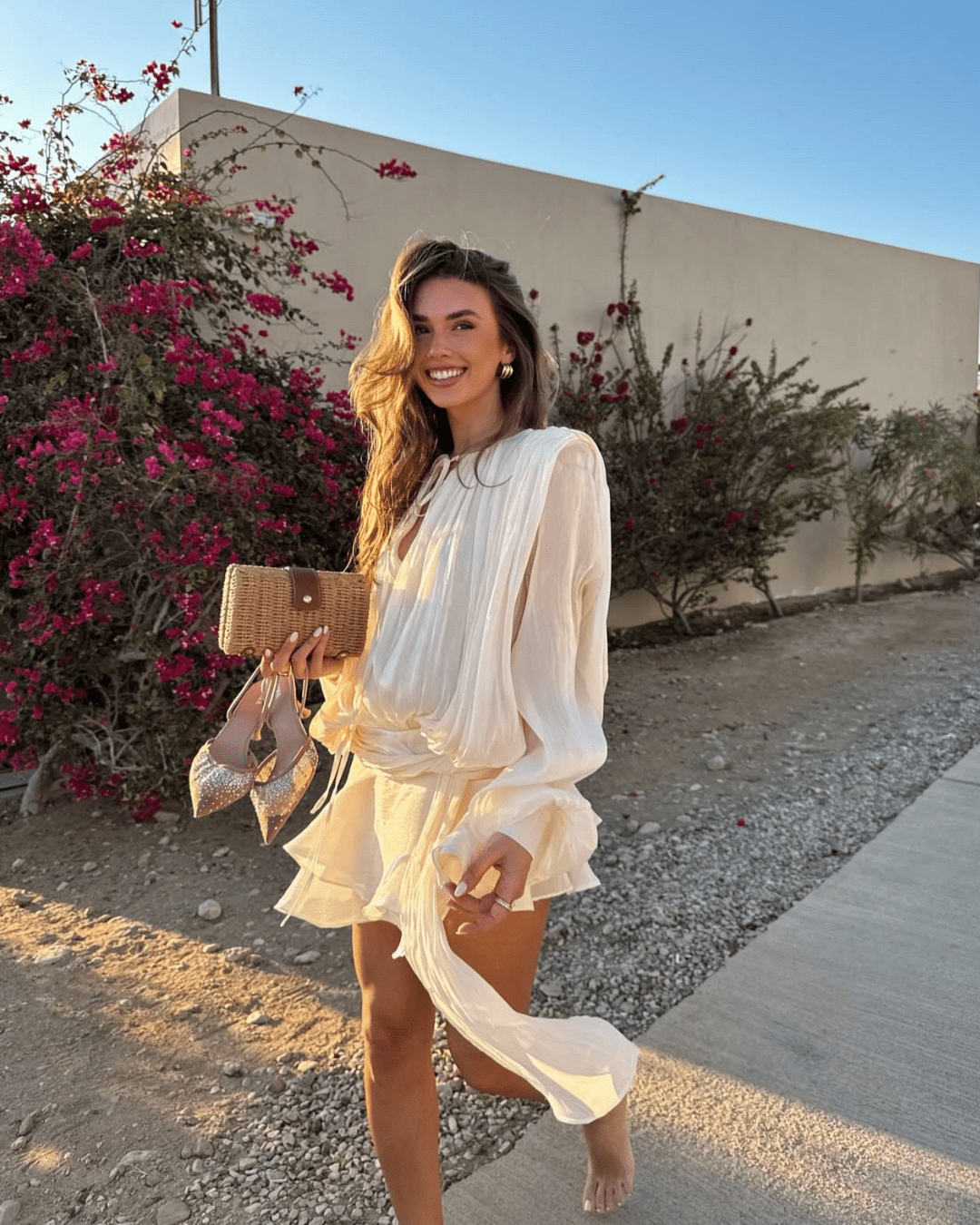 mini blouson dress Women's Arcadia Blouson Draped Mini Dress XS/S/M/L/XL/Customize Cream MEAN BLVD Cream / S